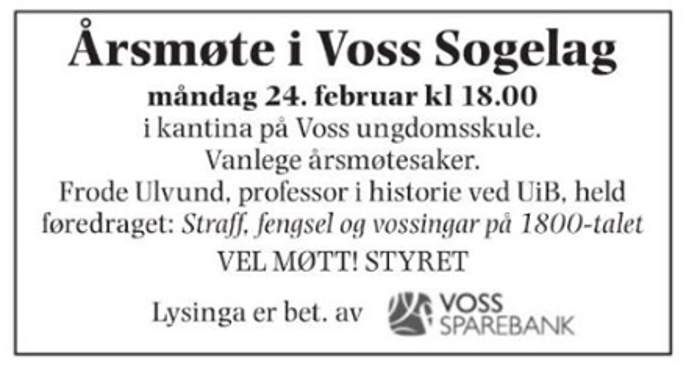 Bilete relatert til Voss ættesogelag:  